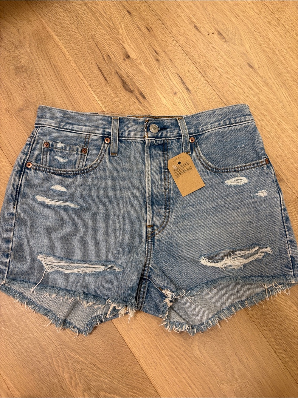 Levi’s 501 High-Rise Distressed Denim Women’s Shorts - Light Blue